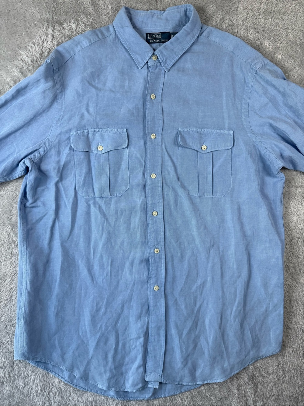 Polo Ralph Lauren Linen Silk Utility Safari Shirt XL Blue - Picture 3 of 14